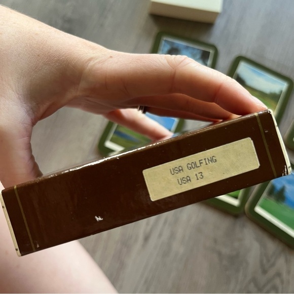 Vintage CloverLeaf USA Golfing Square Coasters Varying Golf Courses 4X4 Cork - Picture 8 of 11